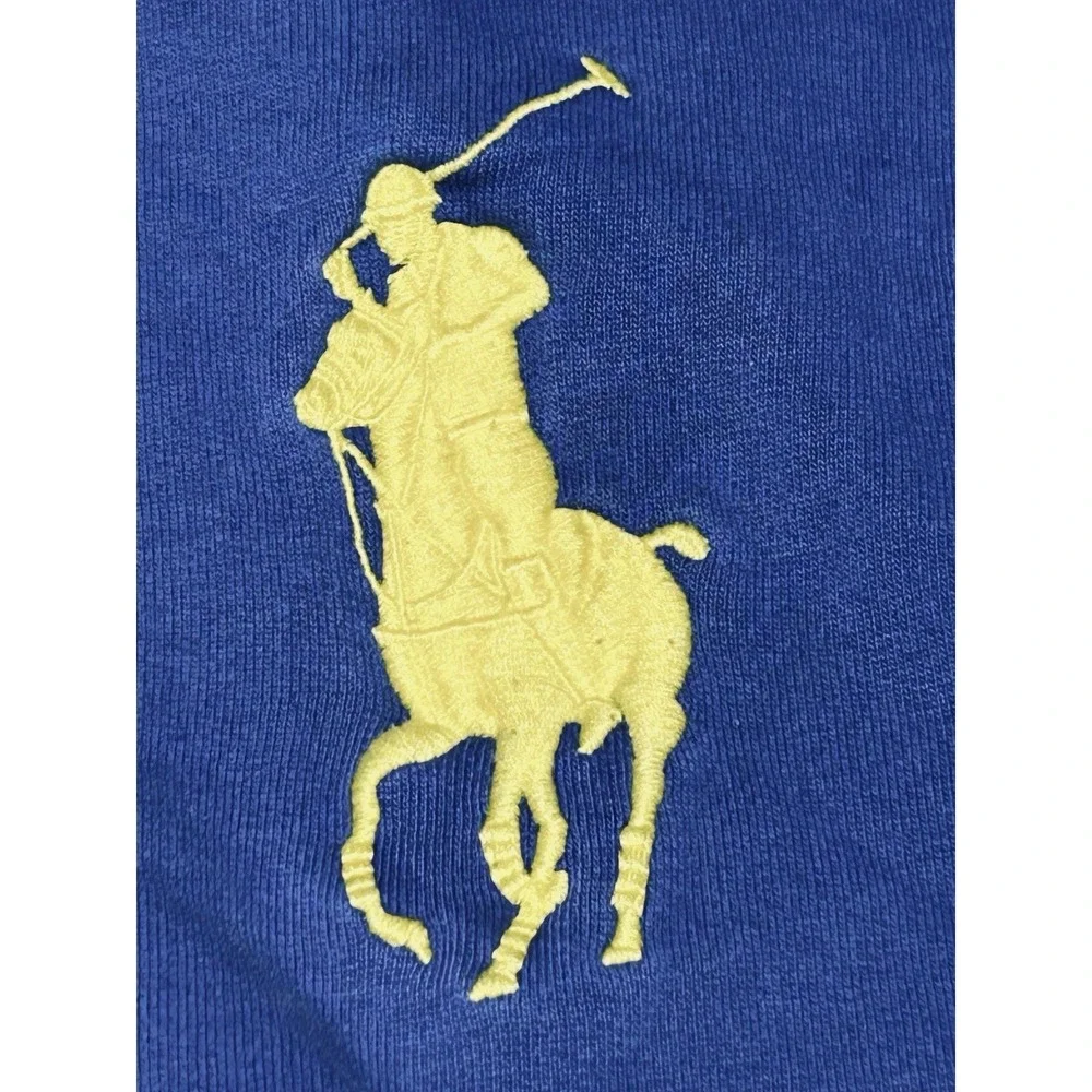 Polo Ralph Lauren Big Pony Hoodie Men's 3XLB Royal Blue 3 On Sleeve Fleece VTG